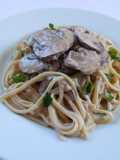 Linguine com molho de cogumelos e vinho do porto