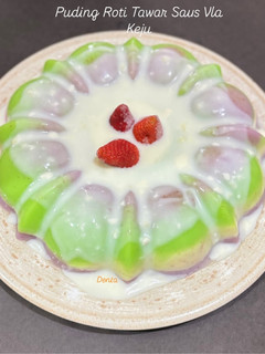 Foto resep 103. Puding Roti Tawar Saus Vla Keju
