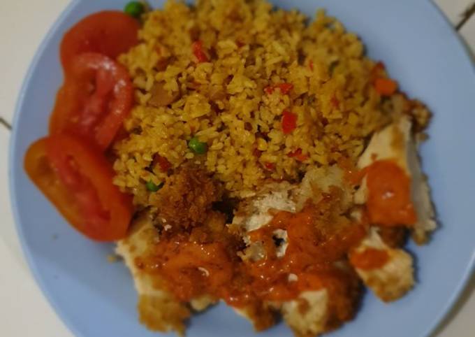 Spicy Fried Rice with Chicken Katsu