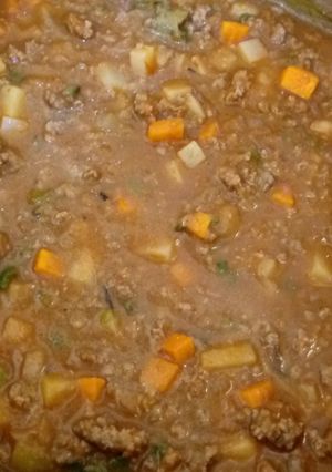 Una foto de Carne molida en salsa podomoro