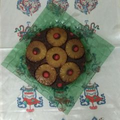 A picture of Chocolate Coconut Pineapple upside cake.