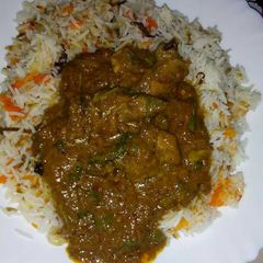 Rice &chicken curry A picture of Rice &chicken curry.
