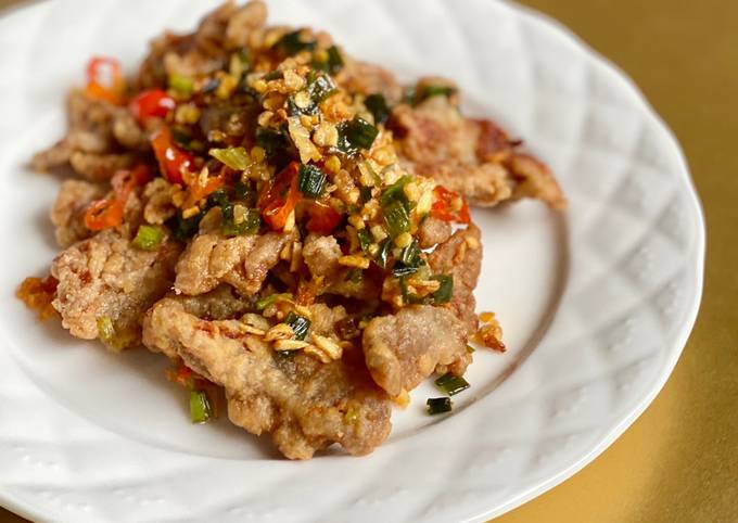 Langkah Mudah untuk Menyiapkan Babi goreng cabe garam Anti Gagal