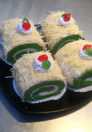 Foto resep Pandan chesse roll cake