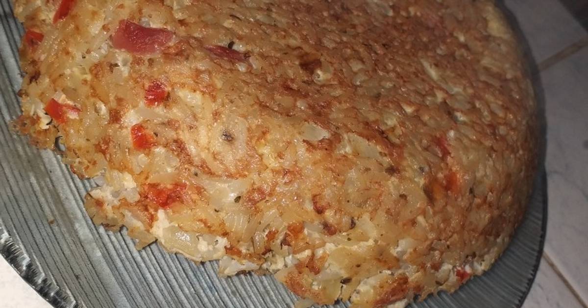 Tortilla de arroz y salchicha (comida reciclada)?? Receta de micaela-  Cookpad