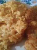 Risotto con hamburguesas y panqueques