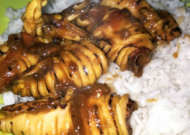 Cumi bakar pedas asam manis