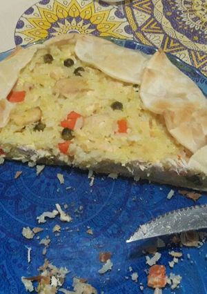Una foto de Tarta de pollo y arroz