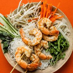 A picture of Stir-Fried Rice Noodles with Shrimp.