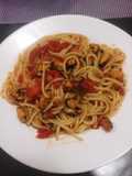 Tallarines con mejillones