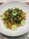 Chickpea Salad with Greens and Tahini Sauce