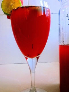 A picture of Watermelon basil iced tea.