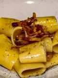 Mezzi Paccheri alla Carbonara with Fluffy Egg Yolk and Guanciale