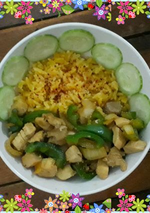 Foto resep Rice Bowl Sego Jagung Tumis Ayam Paprika