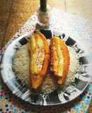 Plátanos caramelizados con queso