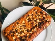 Una foto de budin con harina integral