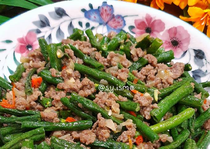 Resep Tumis Kacang Panjang Daging Cincang oleh Sy isme - Cookpad