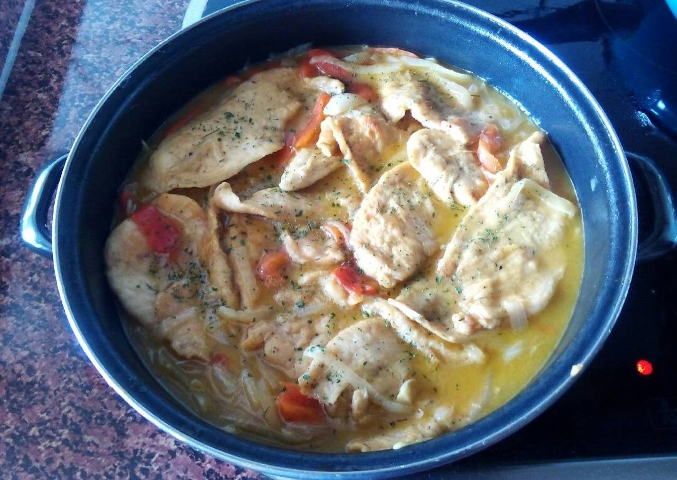 Pechuga en salsa de naranja