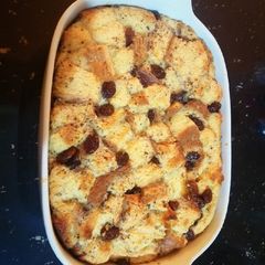A picture of Bread and butter pudding #TeamTrees.