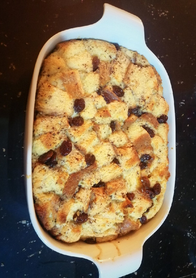 A picture of Bread and butter pudding #TeamTrees.