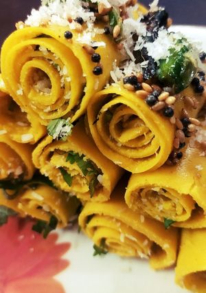 A picture of Gujarati Khandvi.