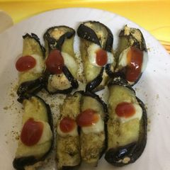 A picture of Brinjal cheese roll.