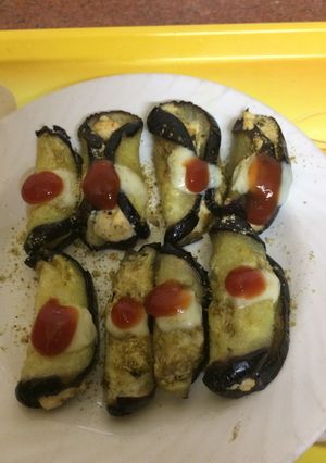 A picture of Brinjal cheese roll.