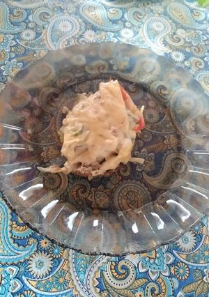 Una foto de Cuadrado de picada con salsa Roquefort