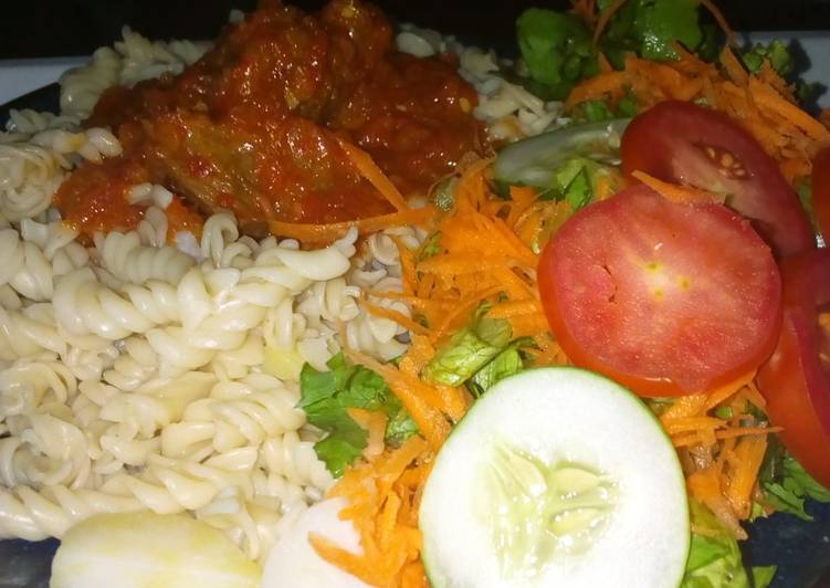 Simple Way to Prepare Speedy Macaroni with sauce and salad