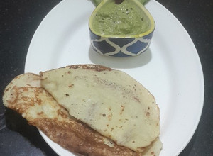 A picture of Watermelon Rind Dosa and Watermelon Rind Chutney.