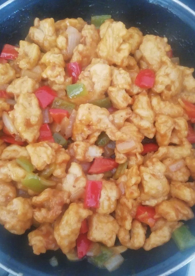 Una foto de Pollo agridulce chino 🇨🇳