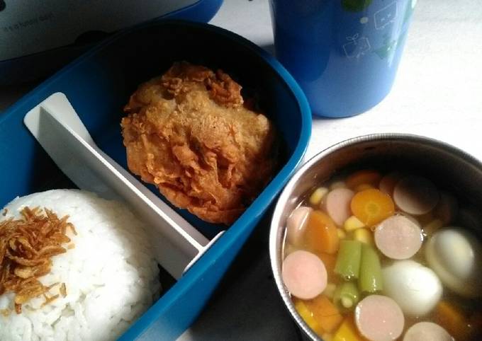 Ayam krispi & sop pelangi instan