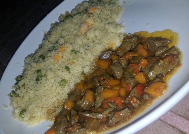 Cous cous with liver sauce