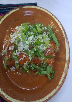 A picture of Red Enchiladas.
