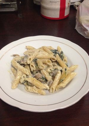 Foto resep Spinach mushroom penne alfredo