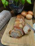 Baconbe gyöngyölt zsályás húskenyér