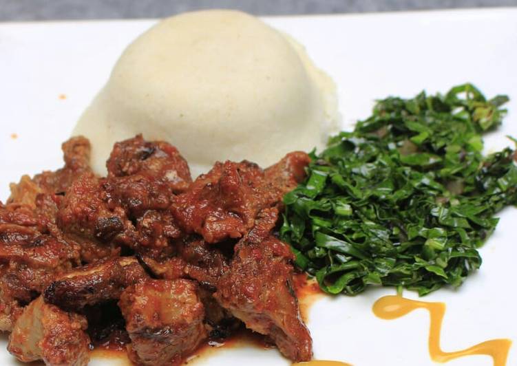 How to Make Homemade Ugali, Lamb and kales