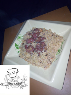 A picture of Rice and beans jollof.
