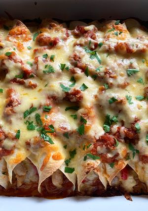 A picture of Chicken Enchiladas.