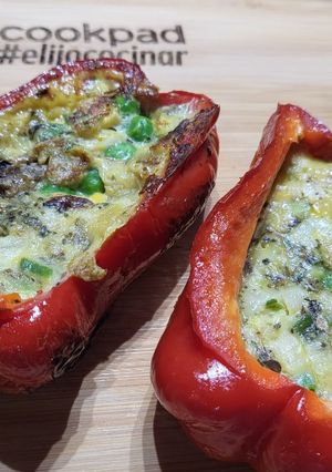 Una foto de Morrones rellenos