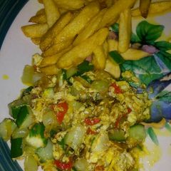 Fried Irish With Ganished Egg Sauce A picture of Fried Irish With Ganished Egg Sauce.