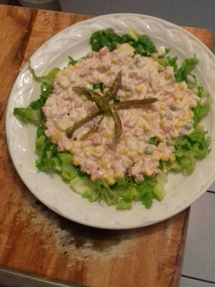 Una foto de Ensalada de atún, en cama de lechuga