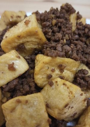 Foto resep Daging cincang masak kecap dengan tahu