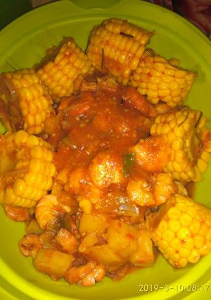 Foto resep Udang Saus Padang Jagung Manis Kentang