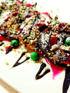 A picture of Phyllo Chocolate Doughnuts #SahDessert.