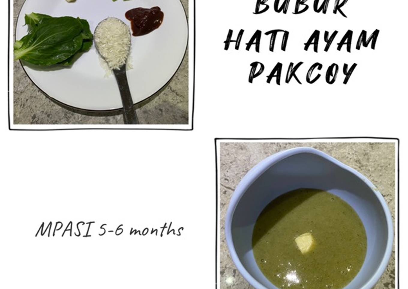 Mpasi 5 - 6 bulan : bubur hati ayam pakcoy