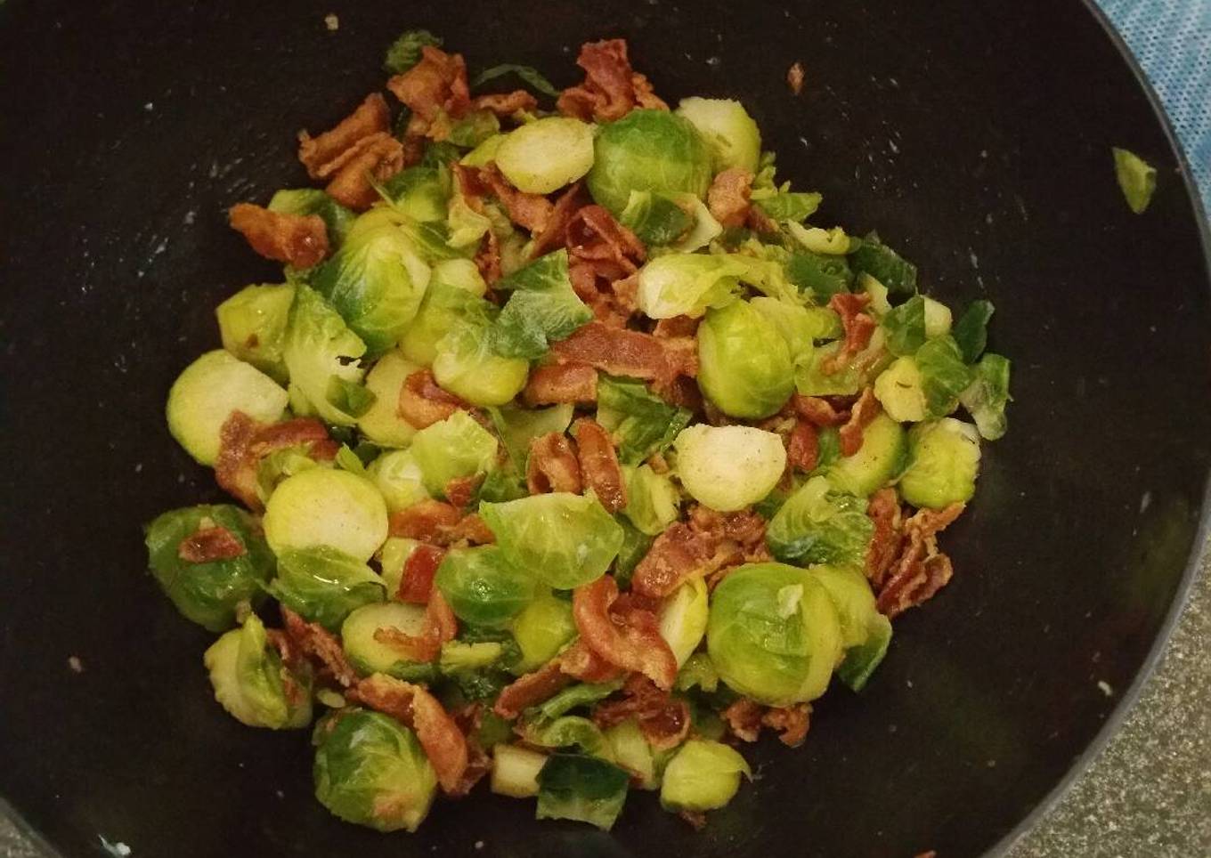 Honey glazed Brussels sprouts with bacon