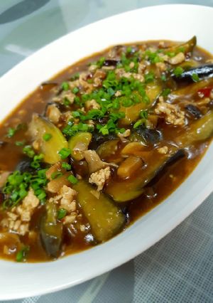 A picture of Mapo Nasu (Stir-Fried Eggplant with Sichuan Chili Sauce).