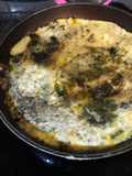 Tortilla de berenjena con queso fresco y clorofila