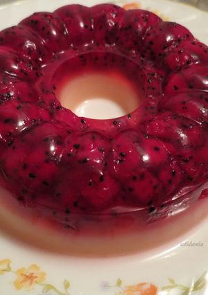 Foto resep Puding susu lapis buah naga